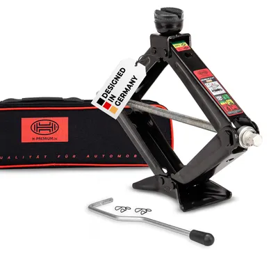 Produktbild von HEYNER® Wagenheber Scherenwagenheber 2 t 105-450mm Runder, Heber Sattel Austauschbares Gummipad, Kurbel GS Auto, Handkurbel PKW SUV Kleinlastwagen Schwarz, 1111305153 und