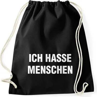 Produktbild von Turnbeutel Ich hasse Menschen Spruch Moonworks® schwarz unisize
