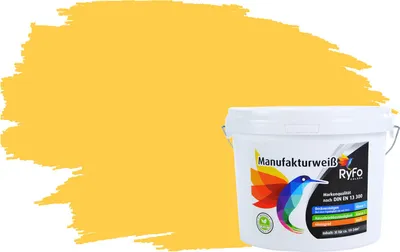 Produktbild von RyFo Colors Bunte Wandfarbe Manufakturweiß Brillantgelb 3l - weitere Gelb Farbtöne und Größen erhältlich, Deckkraft Klasse 1, Nassabrieb Klasse 1
