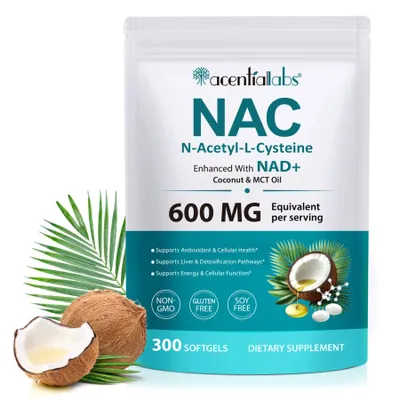 Produktbild von NAC N-Acetyl L-Cysteine Aminosäure Softgels Hochdosiert Immunsystem Detox Vegan 300 Softgels