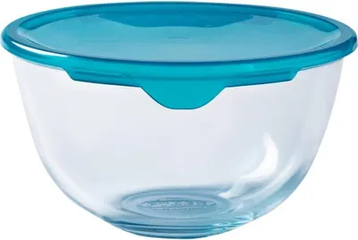 Image de Bol mélangeur en verre avec couvercle - 14 cm, 0,5 L - Verre borosilicaté résistant au four