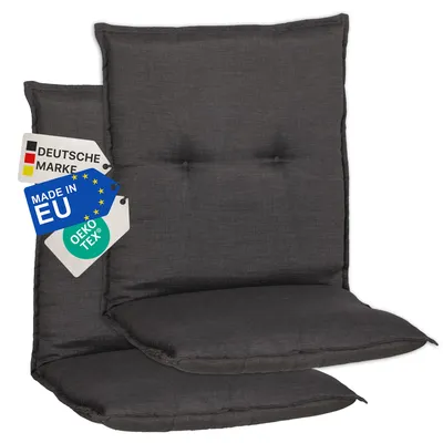 Produktbild von NYVI Gartenstuhl Auflagen Niedriglehner 2er Set Barcelona - UV-Beständig, Atmungsaktiv, Strapazierfähig - Niedriglehnerauflagen Sitzkissen Outdoor - Sitzauflagen für Gartenstühle 100x50cm Dunkelgrau