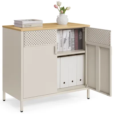 Produktbild von SONGMICS Sideboard Küchenschrank, verstellbarer Einlegeboden, 80x40x76 cm, Sandbeige-Naturbeige