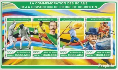 Produktbild von Briefmarken Togo 2017 Mi 8129-8132 Kleinbogen (kompl. Ausgabe) postfrisch Pierre de Coubertin