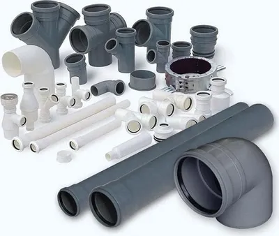 A collection of plumbing pipes and fittings.