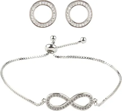Produktbild von heideman Damen Schmuck Set Infinity Armband mit Ohrsteckern Ohrringe Silber
