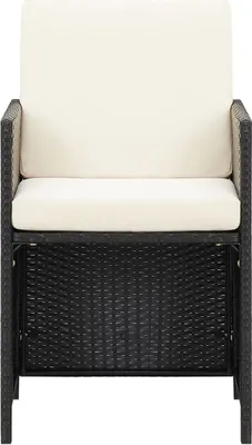 Image de Chaise de jardin, set de 4 avec accoudoirs Polyrattan Noir