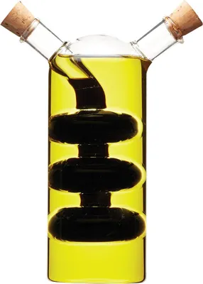Productafbeelding van KC Blue World of Flavours 2 in 1 Oliefles en Azijnfles - Olie - Azijn Dispenser - 300 en 100 milliliter - Glas