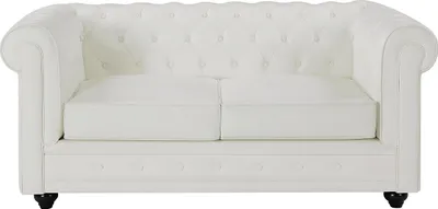 Produktbild von 2-Sitzer Sofa aus weißem Büffelleder - CHESTERFIELD