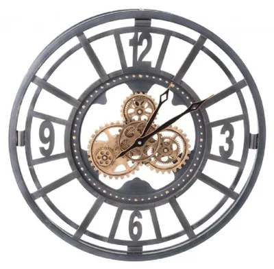 Wanduhr 65 cm, rund, analog, Metall, mehrfarbig, mit Wecker
