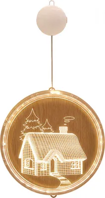 Produktbild von 3D-Dekolichter mit Saugnapf und Fernbedienung für Fenster, Wege und Schlafzimmer, modern, Weihnachtshaus