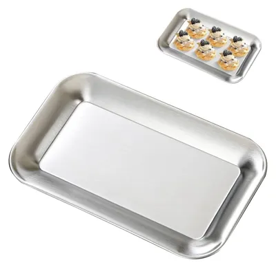 Serviertablett Edelstahl rechteckig silber M