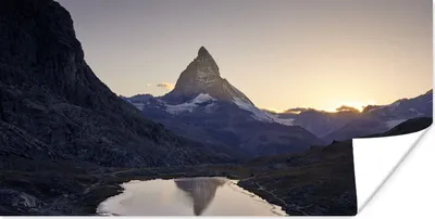 Produktbild von MuchoWow® Poster Das Matterhorn und der Riffelsee bei Sonnenaufgang in der Schweiz 160x80 cm - Foto Poster