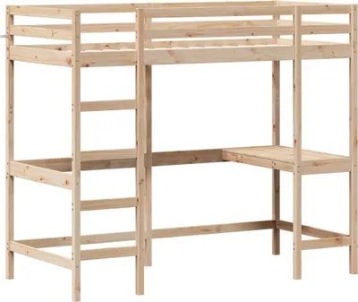 Zdjęcie produktu dla Łóżko na antresoli, z biurkiem, 100x200 cm, lite drewno sosnowe