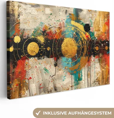Obrázek produktu pro OneMillionCanvasses® - Obrazy na plátně - Umění - Abstraktní - Estetické - Zlatá, nástěnná malba, nástěnné dekorace obrazy obývací pokoj, 120x80cm