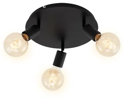 Obrázek produktu pro Stropní svítidlo Stropní svítidlo otočné otočné 3xE27 60W černý kov Briloner