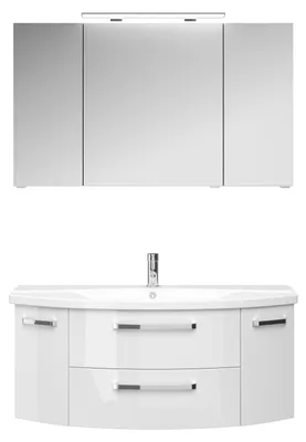 Produktbild von PELIPALSerie 4010 40101200109 Block bestehend aus:Keramik-Waschtisch, Unterschrank, Spiegelschrank mit Leuchte / 120,5cm