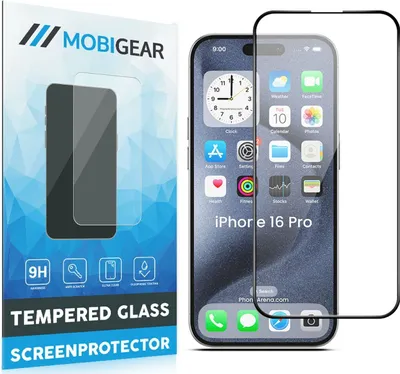 Product packaging for a screen protector, with the screen protector and a phone shown.