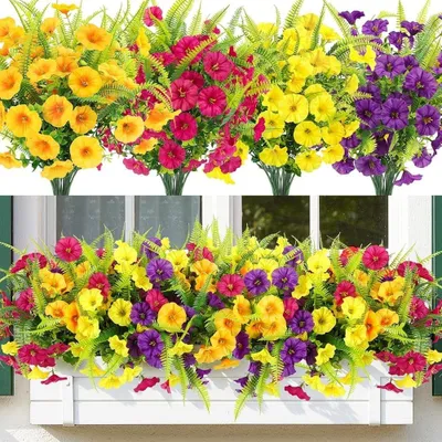 Produktbild von 12 Stück UV-beständige, künstliche Blumen für den Außenbereich