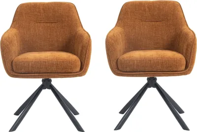 Produktbild von Armlehnstuhl >Avola< (2er-Set) Federkern, Drehfunktion, rostfarben - 57x87x65 (BxHxT)