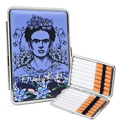 Produktbild von Zigarettenetui Frida Kahlo - Blau&Schwarz Metall - 16 Zigaretten