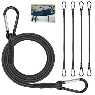Produktbild von 4 Stück Fahrradgepäckträger-Spanngurte, 120 cm mit Haken und Seil, geeignet für Camping