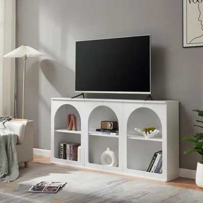 Produktbild von Sideboard 'Trorhun' mit 6 offenen Fächern 160 x 30 x 80 cm Weiß