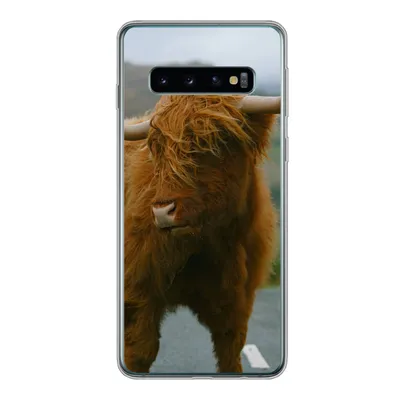Produktbild von MuchoWow® Handyhülle Schutzhülle Hülle für Samsung Galaxy S10 Schottischer Highlander - Berg - Straße Silikon Softcase Handy Hülle - Handytasche