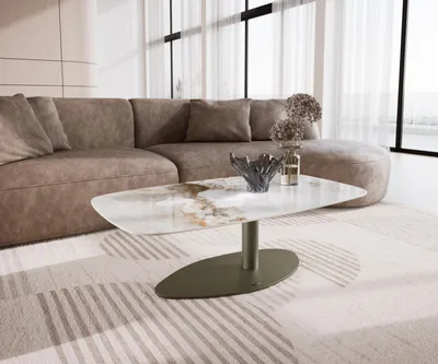 Produktbild von DELIFE Couchtisch Edge Boot 120x70 cm Keramik Minas Melange Vibany Metall Effektfinish Titan