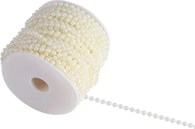 Image de 30m/rouleau 5mm perles artificielles DIY Ornaments Beads Curtain Wedding/Festival Party Decor Beige