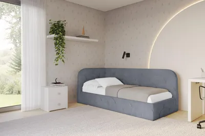 Produktbild von ALTDECOR Jugendbett mit Bettkasten ELRY - 100x200 - Grau - Casablanca 2314 - Einzelbett mit Stauraum - Polsterbett Kinderbett