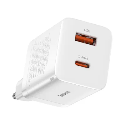 Image de BASEUS Chargeur secteur USB A + Type C PD QC3.0 30W CCSUPP-E02/CCCJG30UE blanc