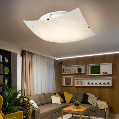 Produktbild von LED Deckenlampe, Muster, Glas weiß, quadratisch, L 40 cm