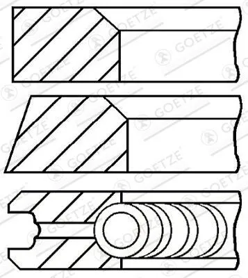 Produktbild von GOETZE ENGINE 08-324500-00 Kolbenringsatz Kolbenringe für PORSCHE 944 968 944 Cabriolet 968 Cabriolet
