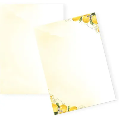 Produktbild von 25 Blatt Briefpapier Zitrone DIN A4 beidseitig – Motivpapier 100g in Aquarell-Optik