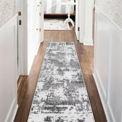 Immagine prodotto di Tappeto antiscivolo - leggero e lavabile - 1 pezzo - color crema/grigio - 60 x 300 cm