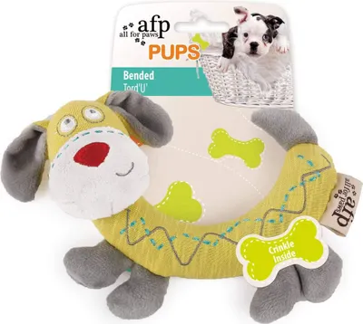 Produktbild von All for Paws Welpen Kuschelspielzeug Bended mit Quietscher, ca. 16,5 x 14 x 5 cm
