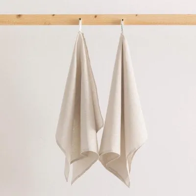 Imagen del producto de Ibenzoa®: Juego de 2 paños de cocina de lino 100%, reutilizables y lavables a máquina, altamente absorbentes para secar y limpiar