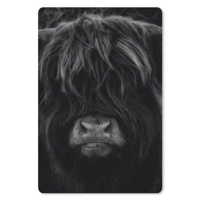 Produktbild von MuchoWow® Mauspad Mousepad Schottischer Highlander - Kuh - Porträt - Tiere - Schwarz - Weiß 40x60 cm - Mousepads - Maus Mat - Pad - Mausunterlage - Schreibtisch Accesoire