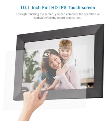 Zdjęcie produktu dla Andoer 10,1-calowa inteligentna ramka na zdjęcia Wi-Fi, obraz cyfrowy, ekran dotykowy HD IPS, 1280 x 800, wideo 1080P, pamięć 16 GB, obsługa automatycznego obracania, udostępnianie za pośrednictwem aplikacji