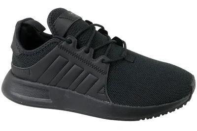 A single black Adidas shoe is shown from the side against a white background.