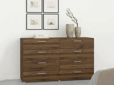 Image de Phethai - Buffet, 140x40x82h cm Noyer Brun, 8 Tiroirs
