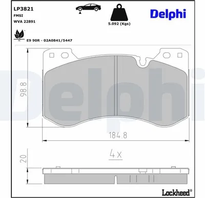 Produktbild von DELPHI Bremsbeläge Satz Vorne Bremsklötze für BMW 3 Touring (G21) LP3821