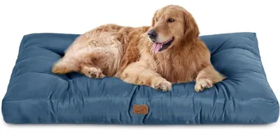 Immagine prodotto di Cuscino per cani XXL, 111x89 cm, blu scuro, 10 cm di altezza, lavabile, adatto per esterni, imbottito