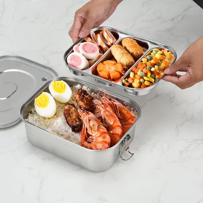 Bento-Box 1800 ml, 3 Fächer, isoliert, luftdicht