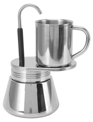 Produktbild von 1 Tasse Moka-Kaffeemaschine, Moka für Espresso, 1 Tasse, Herdkaffeemaschine, Edelstahl