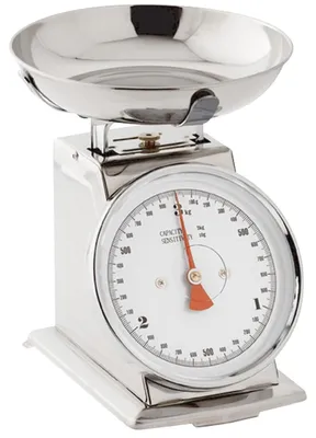 Mechanische Küchenwaage 5 kg, Edelstahlschüssel Ø20 cm, rot