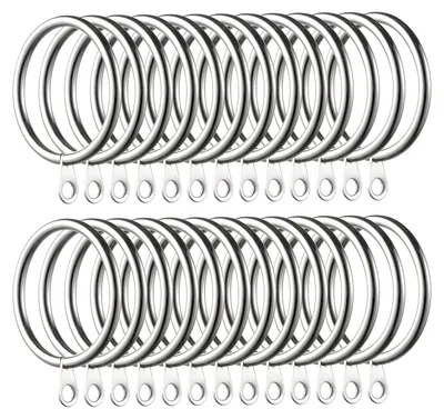 Produktbild von Unyqoos® Gardinenringe aus Metall – 60 Stück, silber (verchromt & poliert), Innendurchmesser 38 mm – für Gardinenstangen bis 33 mm