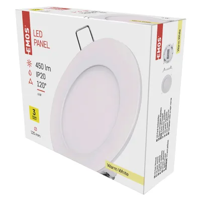 Obrázok produktu pre EMOS LED panel 120mm, kruhový vstavaný biely, 6W teplá biela, ZD1121