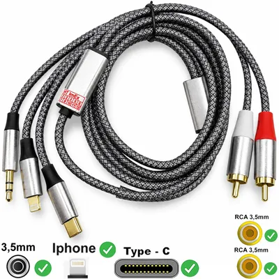 Produktbild von Adapterkabel 3 in 1 auf Cinch 2x RCA Audio Stereo kompatibel mit iPad (Gen 4, Gen 5, Gen 6, Gen 7, Gen 8, Gen 9) Tablet